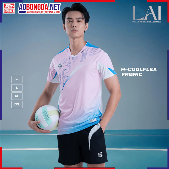 Bộ Bóng Chuyền Riki Lai Nam Trắng Hồng