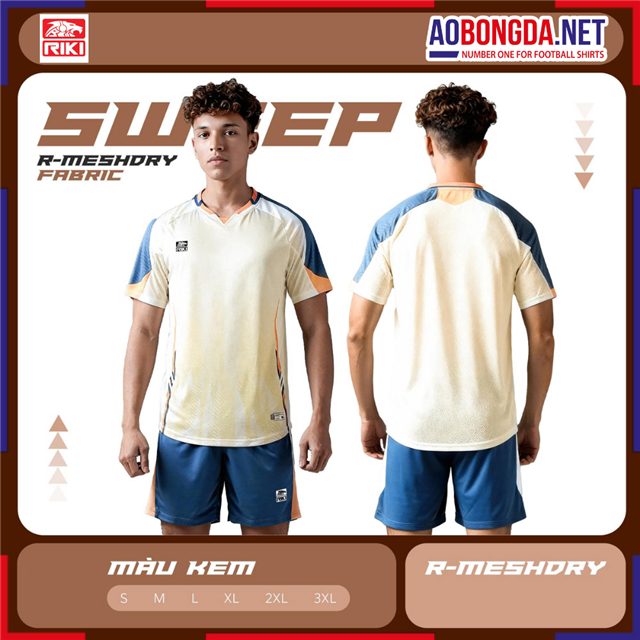 Áo Bóng Đá Không Logo Riki Sweep Kem