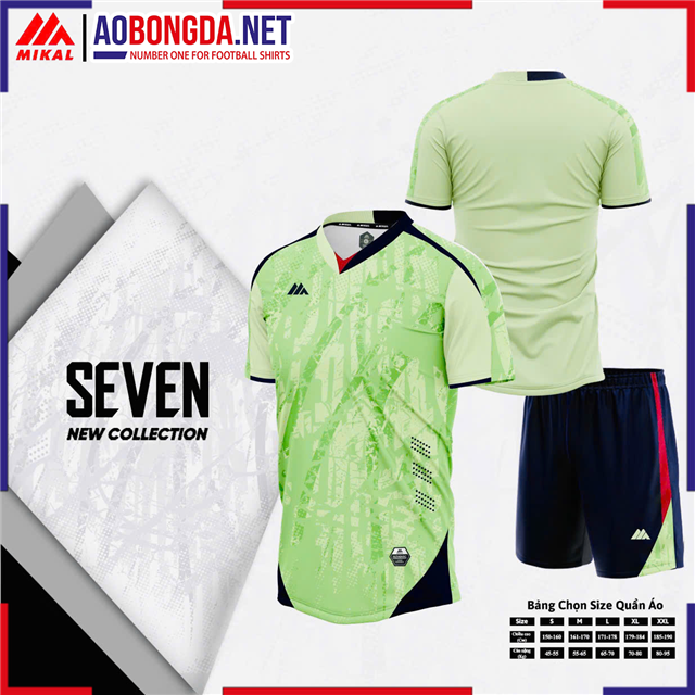 Áo Bóng Đá Không Logo Mikal Seven K7 Xanh Mạ