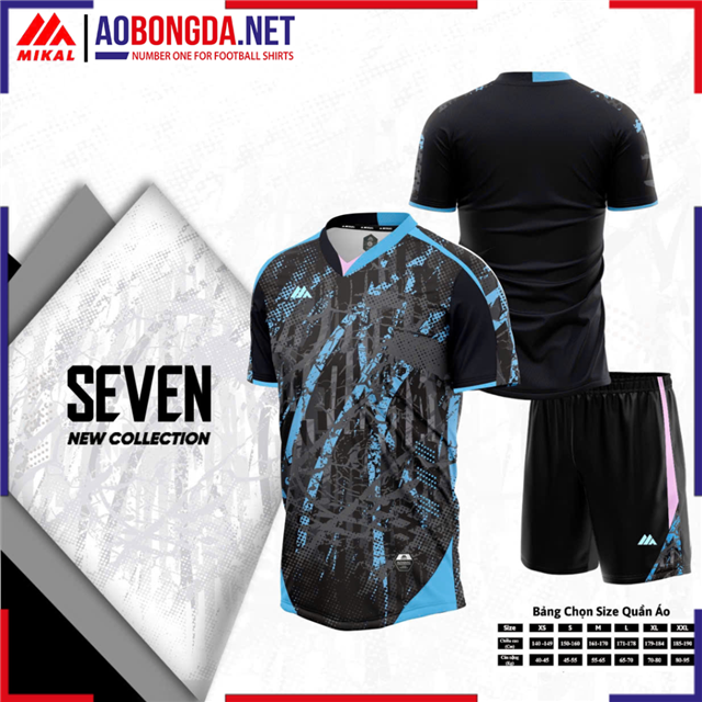 Áo Bóng Đá Không Logo Mikal Seven K7 Đen