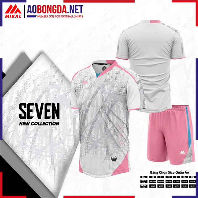 Áo Bóng Đá Không Logo Mikal Seven K7 Trắng Hồng