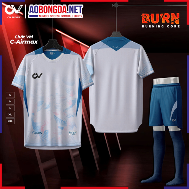 Áo Bóng Đá Không Logo CV Burn Trắng Tím
