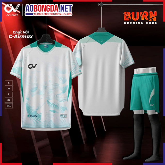 Áo Bóng Đá Không Logo CV Burn Trắng Ngọc