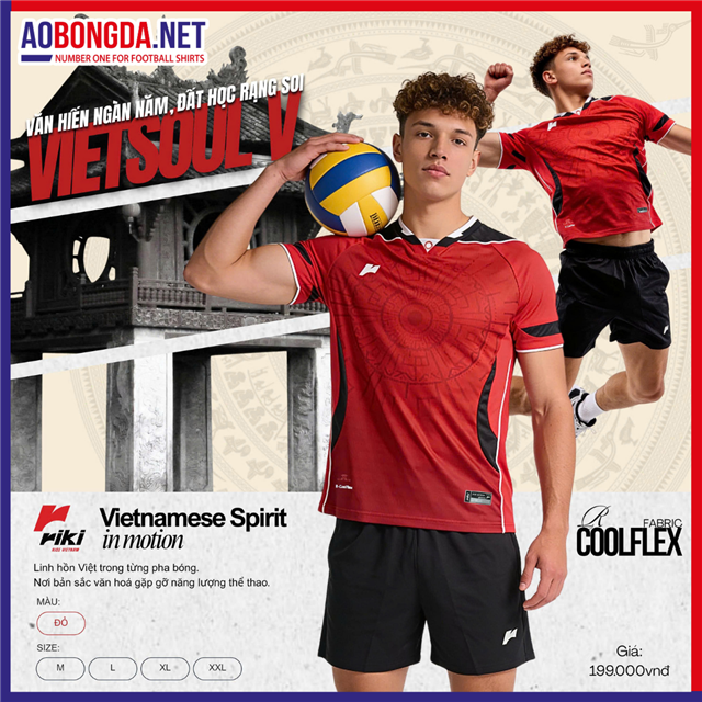 Bộ bóng chuyền Riki Vietsoul V Đỏ