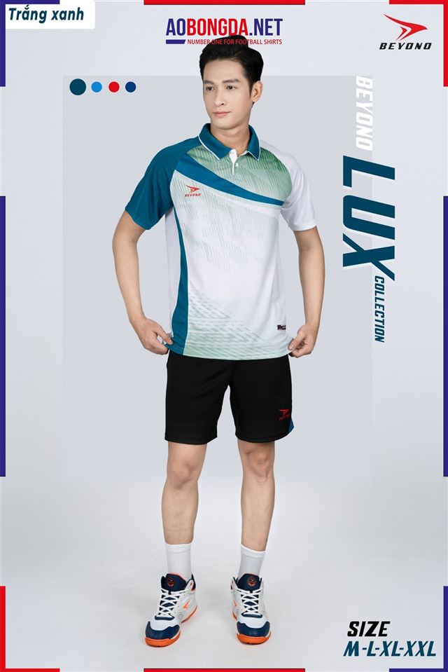 Áo Bóng Chuyền Beyono Lux Trắng Xanh Nam 