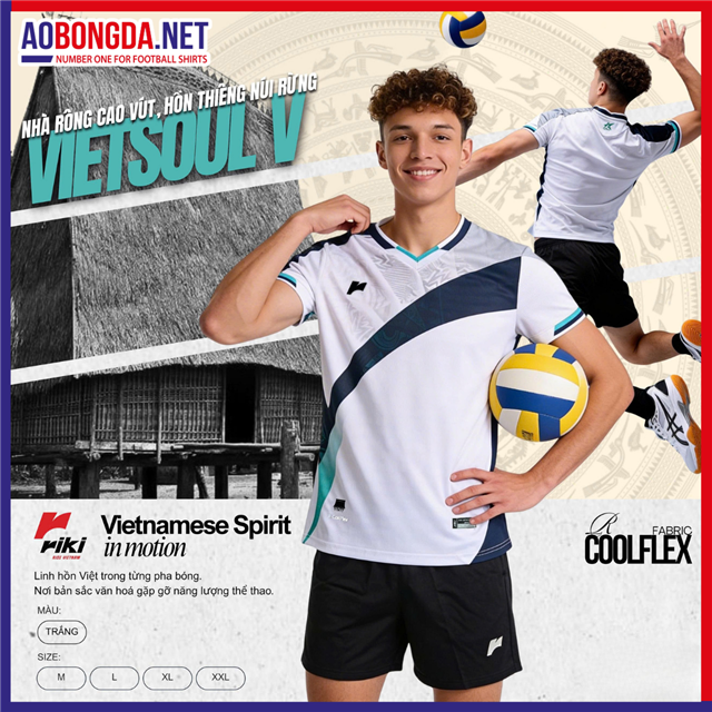 Bộ bóng chuyền Riki Vietsoul V Trắng