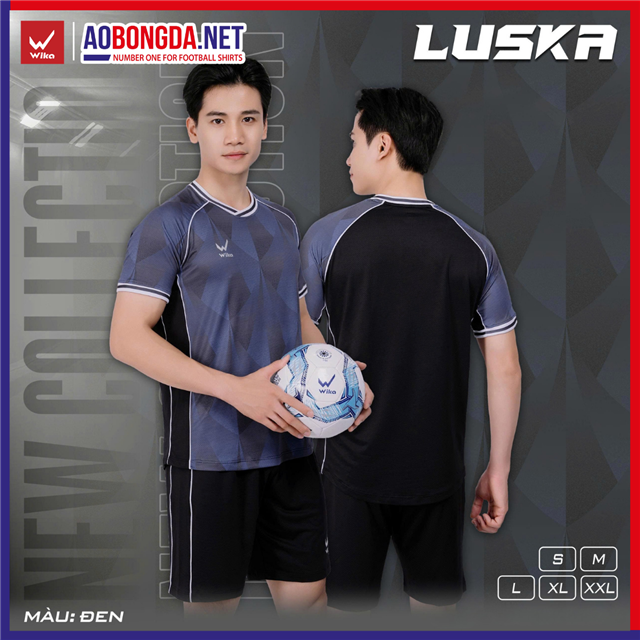 Áo Bóng Đá Không Logo Wika Luska Đen