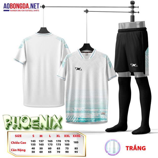 Bộ Bóng Đá Không Logo HD Phoenix Trắng