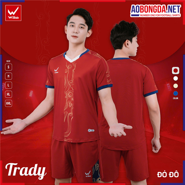 Áo Bóng Đá Không Logo Wika Trady Đỏ Đô