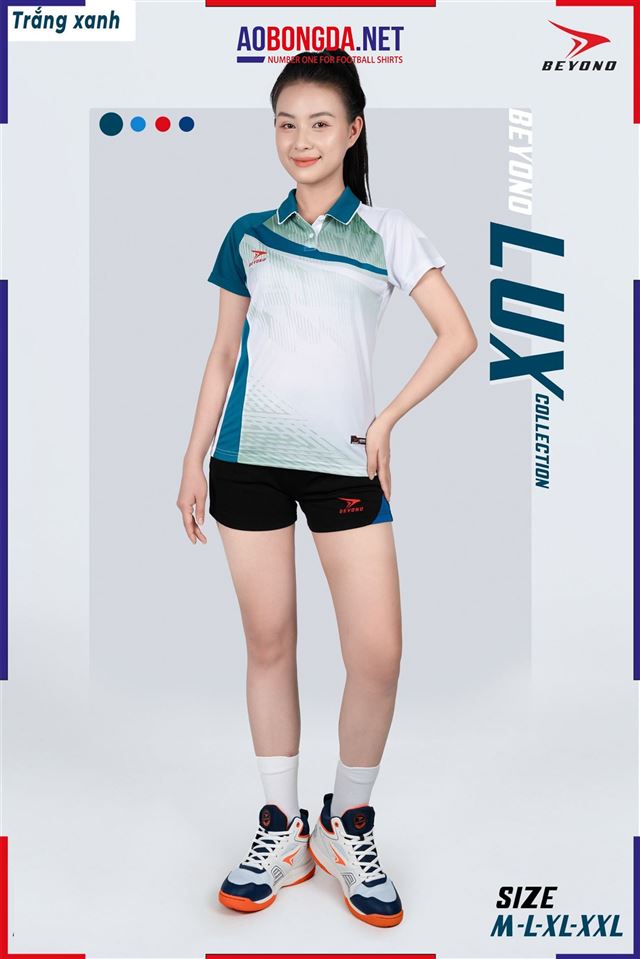 Áo Bóng Chuyền Beyono Lux Trắng Xanh Nữ