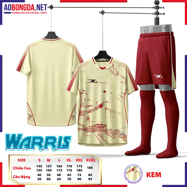 Áo Bóng Đá Không Logo HD Warris Kem