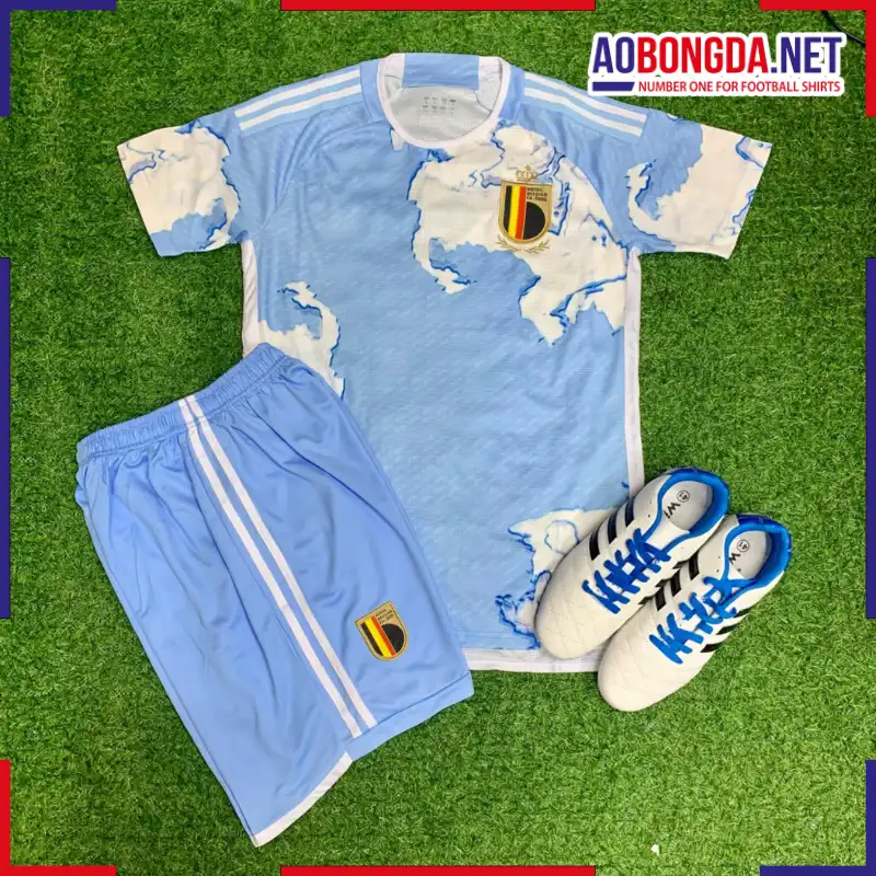 Áo Bóng Đá Đội Tuyển Bỉ Xanh Ngọc Loang Euro 2024-2025