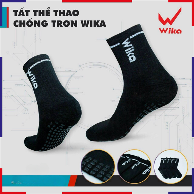 Tất Thể Thao Chống Trơn Wika Màu Đen