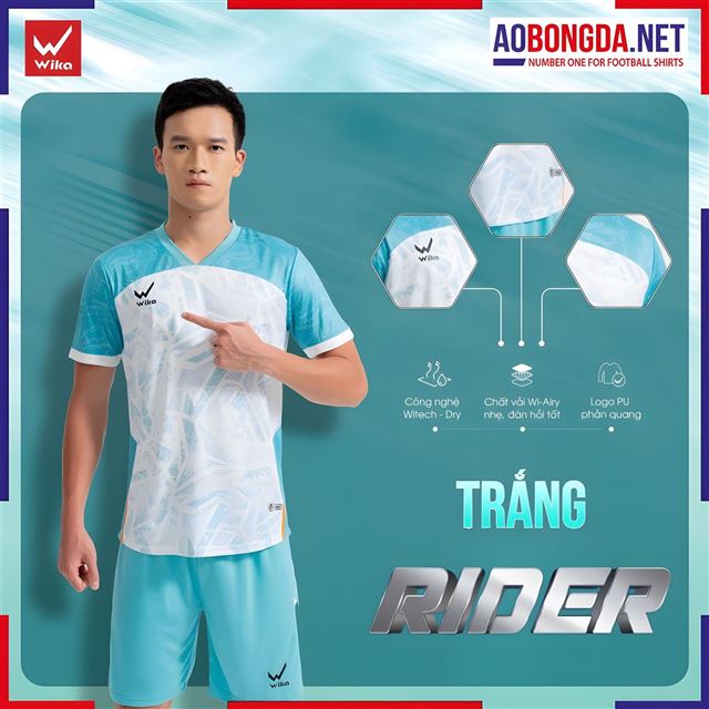 Áo Bóng Đá Không Logo Wika Rider Trắng
