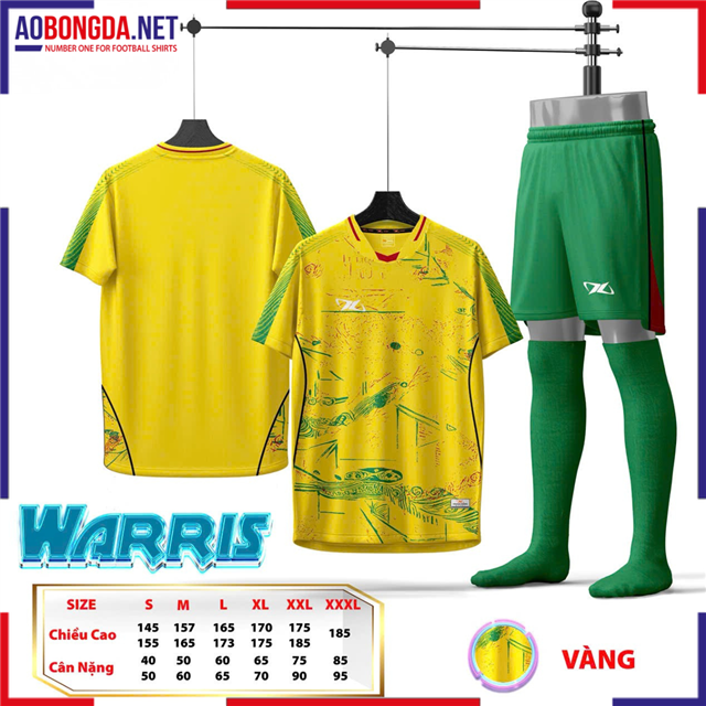 Áo Bóng Đá Không Logo HD Warris Vàng