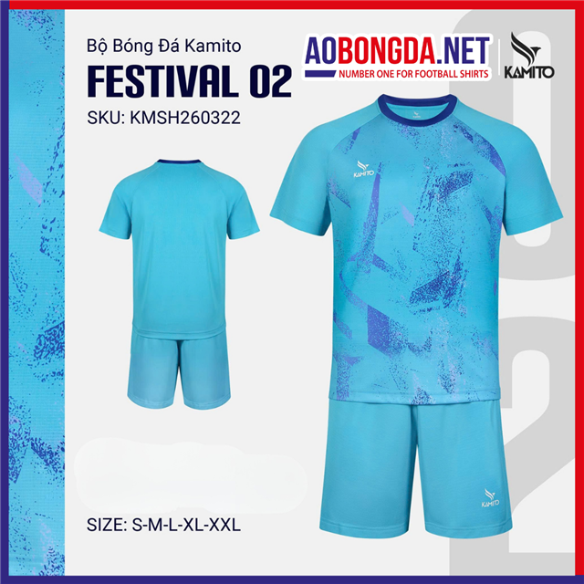 Áo Bóng Đá Không Logo Kamito Festival 02 Xanh Ngọc