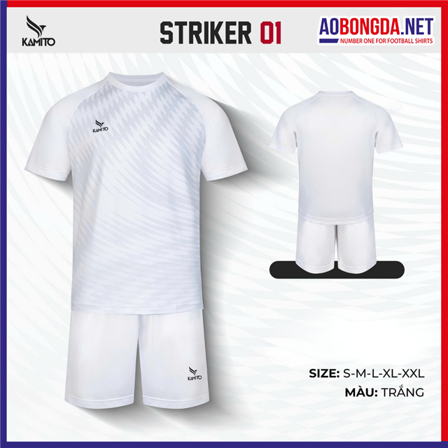 Áo Bóng Đá Không Logo Kamito Striker 01 Trắng