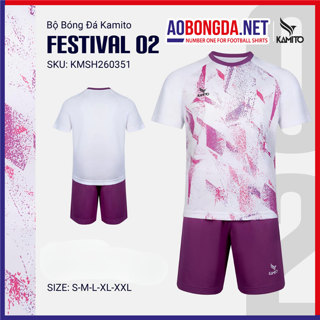 Áo Bóng Đá Không Logo Kamito Festival 02 Trắng