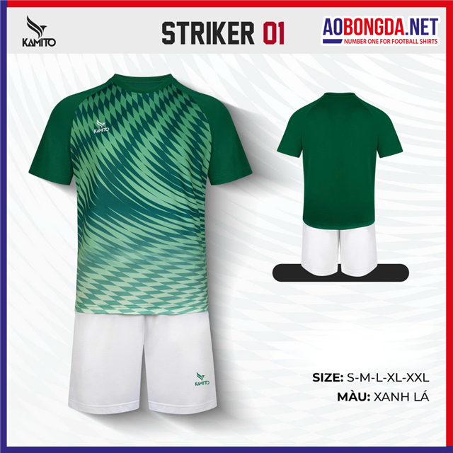 Áo Bóng Đá Không Logo Kamito Striker 01 Xanh Lá