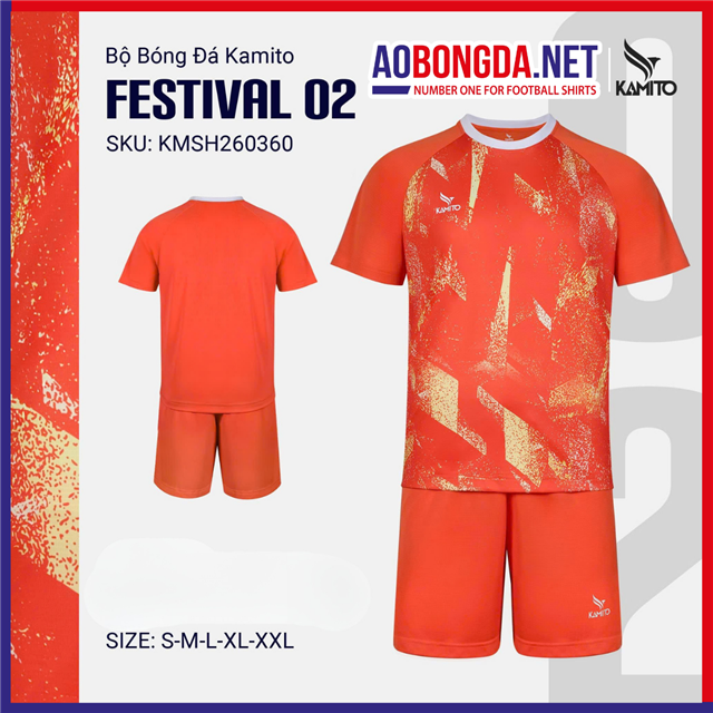 Áo Bóng Đá Không Logo Kamito Festival 02 Cam