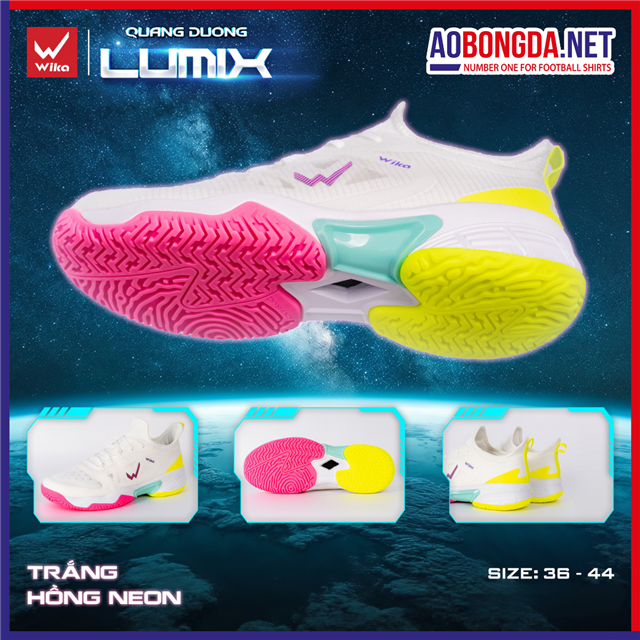 Giày Thể Thao Wika Lumix Trắng Hồng Neon