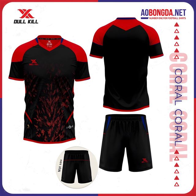 Áo Bóng Đá Không Logo Dullkill Coral Đen 