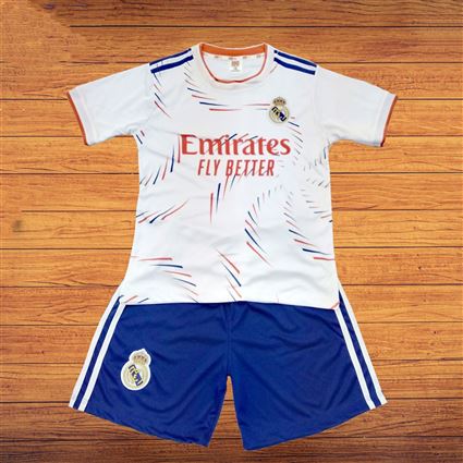 Bộ Quần Áo bóng đá trẻ em clb Real madrid trắng sân nhà 2021-2022