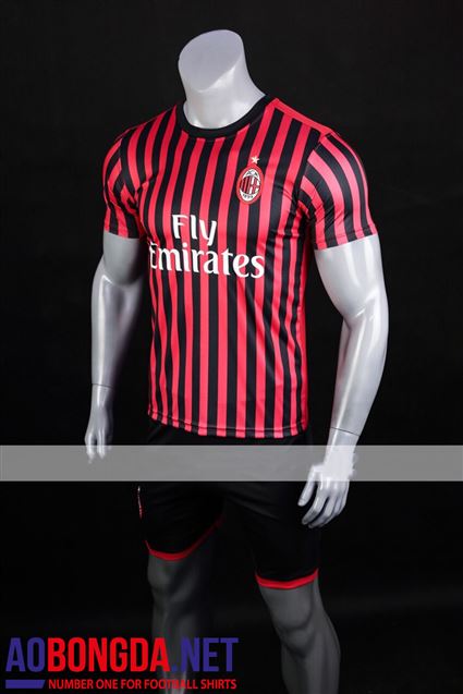 Áo Bóng ĐÁ AC Milan sọc đỏ đen sân nhà 2019-2020