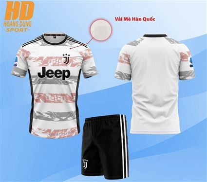 Áo Bóng Đá Juventus Trắng Kẻ Xám Hồng 2023-2024