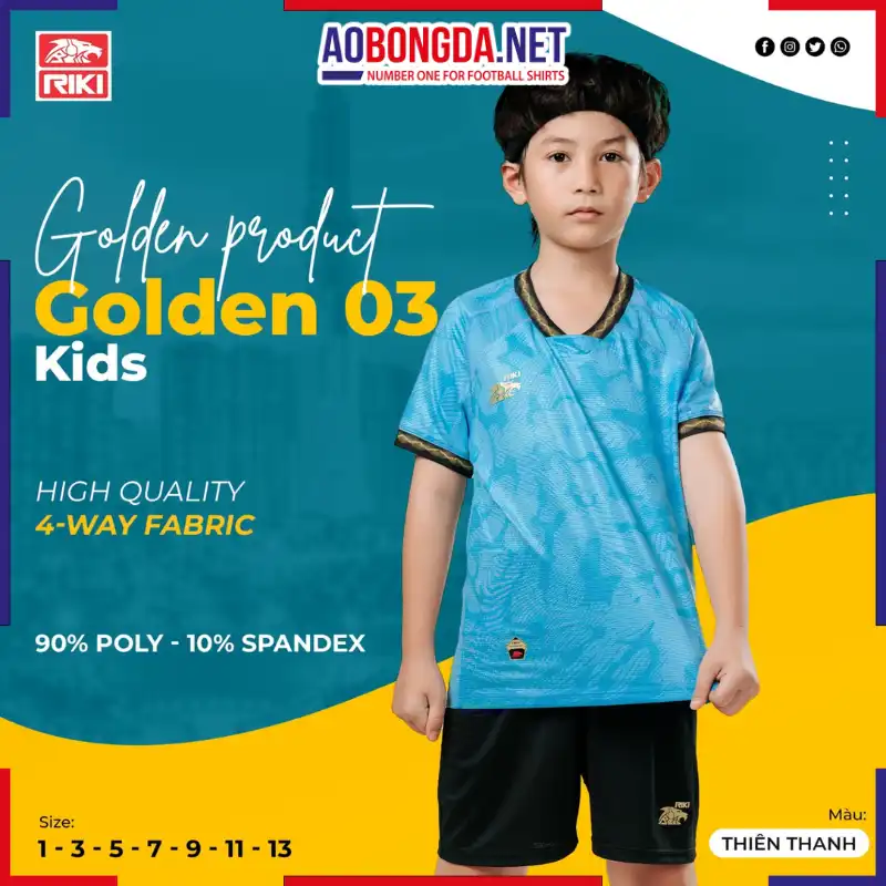 Bóng Đá Không Logo Riki Golden 03 Trẻ Em Thiên Thanh