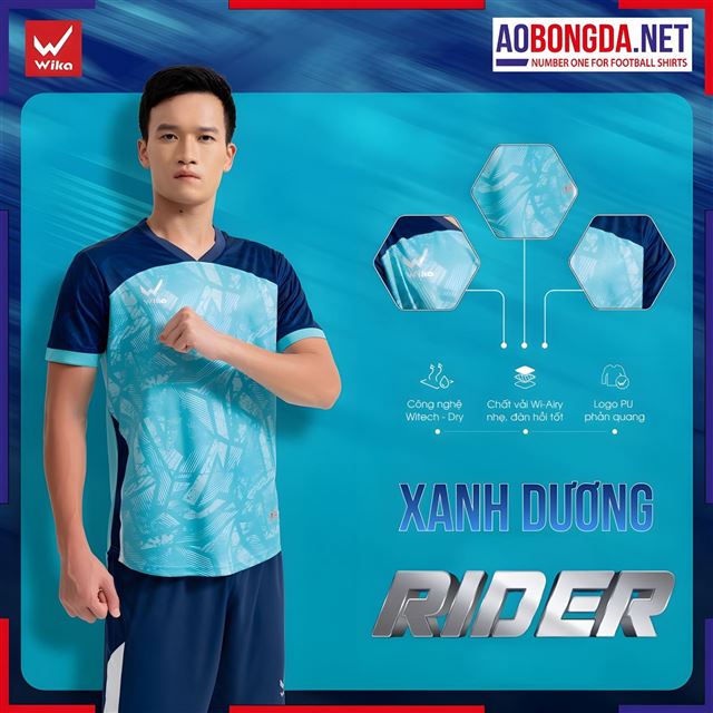 Áo Bóng Đá Không Logo Wika Rider Xanh Dương