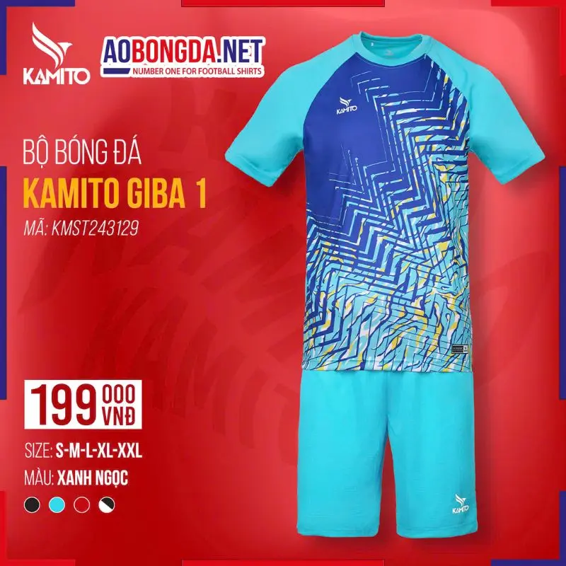 Áo Bóng Đá Không Logo Kamito Giba 1 Xanh Ngọc