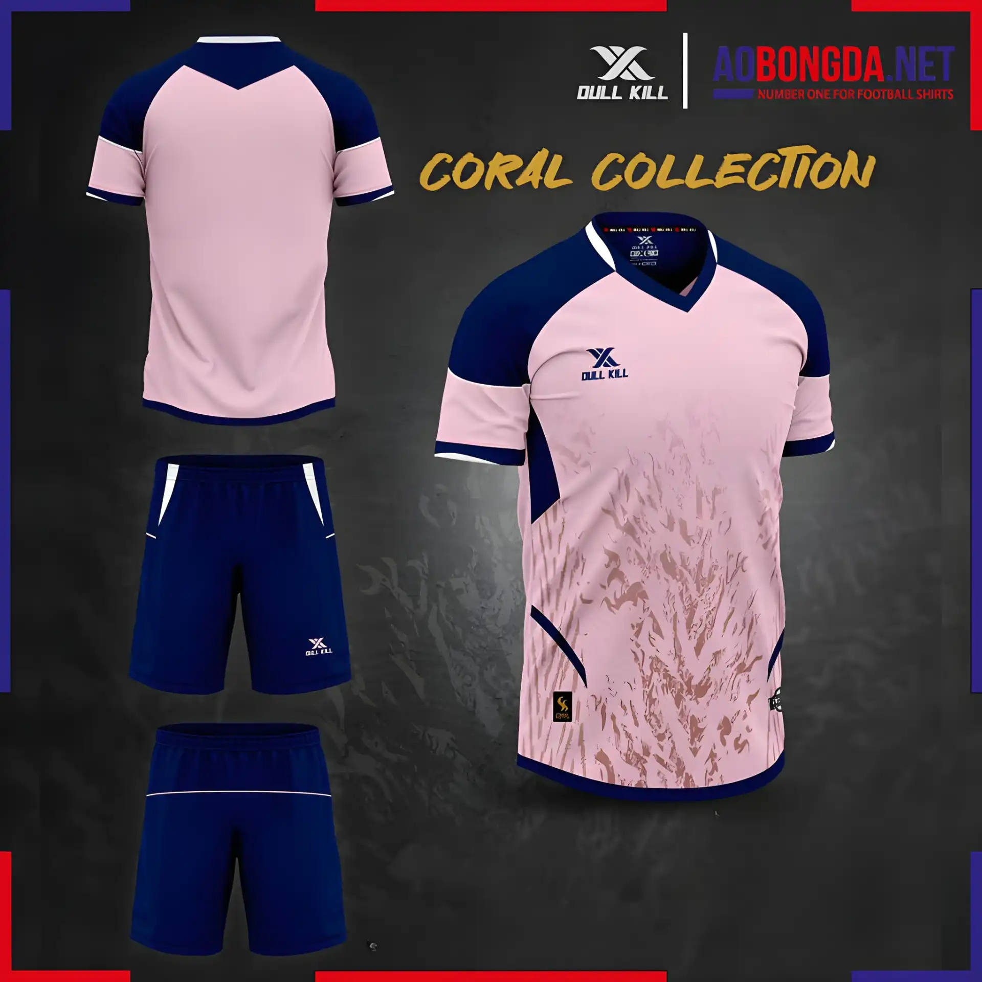 Áo Bóng Đá Không Logo Dullkill Coral Hồng