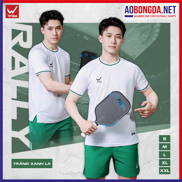  Áo Thể Thao Wika Rally Trắng Xanh Lá