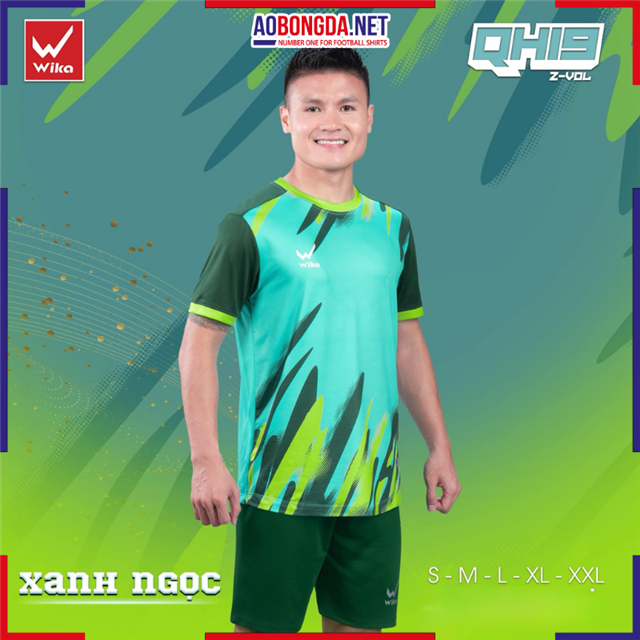 Áo Bóng Đá Không Logo Wika QH19 Z-Vol Xanh Ngọc