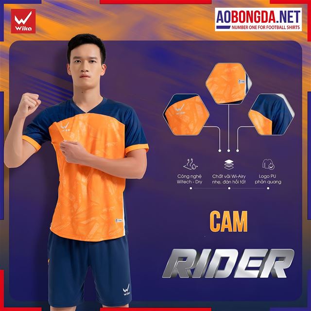 Áo Bóng Đá Không Logo Wika Rider Cam 