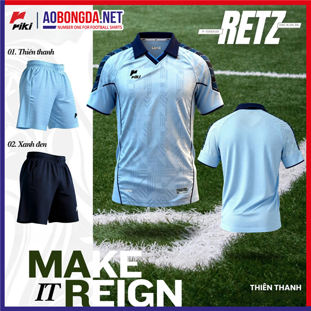 Áo Bóng Đá Không Logo Riki Start Retz Thiên Thanh