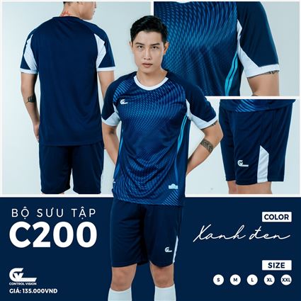 Áo Bóng Đá không Logo CV C200 xanh đen