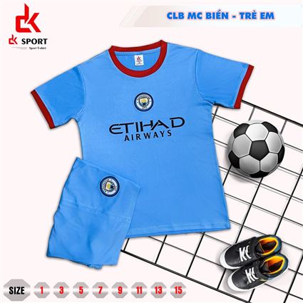 Bộ Quần Áo bóng đá trẻ em clb Man City Biển sân nhà 2022-2023