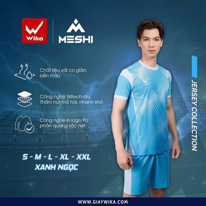 Áo Bóng Đá Không Logo Wika Meshi Xanh Ngọc