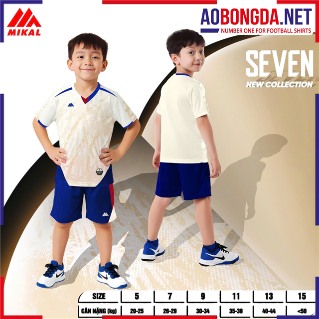Áo Bóng Đá Không Logo Mikal Seven K7 Trẻ Em Kem