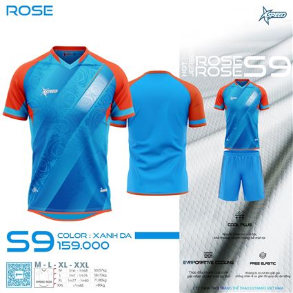 Áo Bóng Đá không logo xspeed  s9 rose xanh ya