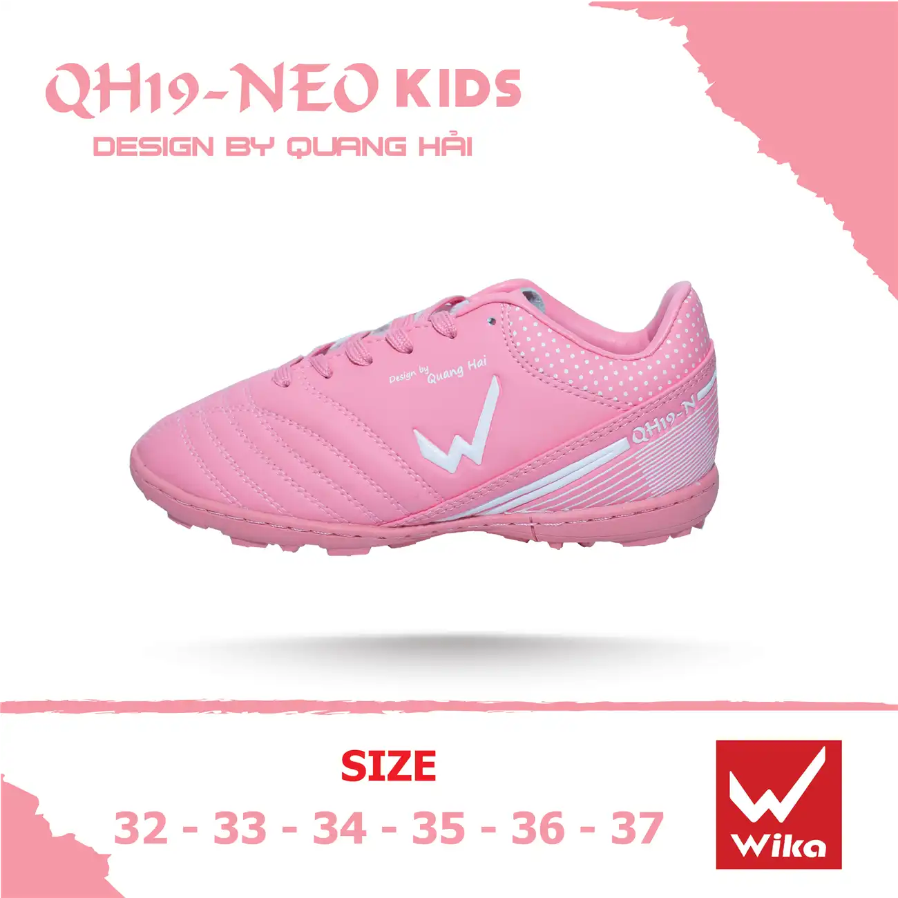 Giày Wika Quang Hải QH19 Neo Trẻ Em Hồng