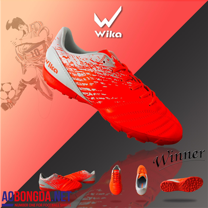 Giầy Bóng Đá Wika Winner cam gót trắng