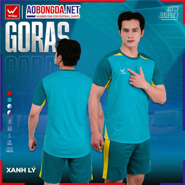 Áo Bóng Đá Không Logo Wika Goras Xanh Lý