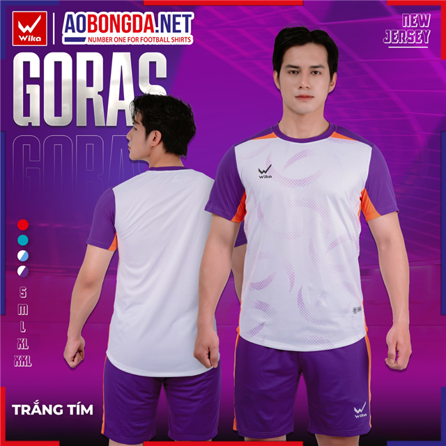 Áo Bóng Đá Không Logo Wika Goras Trắng Tím