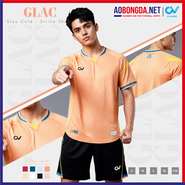 Áo Bóng Đá Không Logo CV Glac Cam Đào