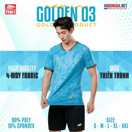 Áo Không Logo Riki Golden 3 Thiên Thanh