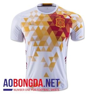 Áo bóng đá đội tuyển Tây Ban Nha trắng sân khách thi đấu Euro 2016-2017