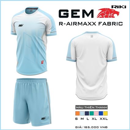 Áo bóng đá không logo Gem thiên thanh